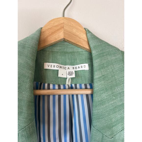NEW Veronica Beard Long Sleeve Button Cuffs Linen Blend Jacket Green Size: 4 - Picture 4 of 7